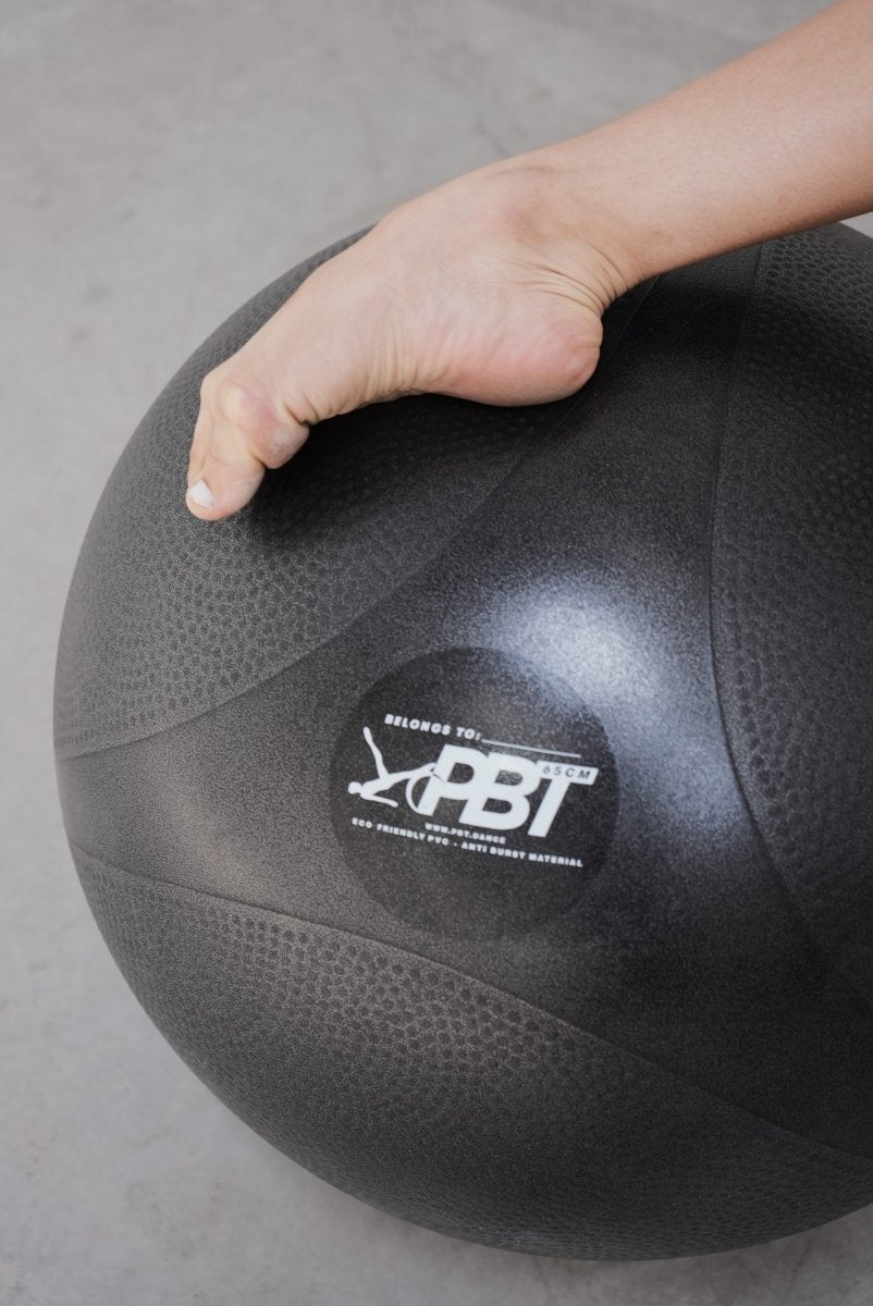 Official PBT exercise ball showing logo and texture
